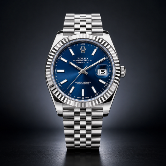 Rolex Date just Oyster Perpetual Blue Dial Jubilee Bracelet Stainless Steel Men's Watch