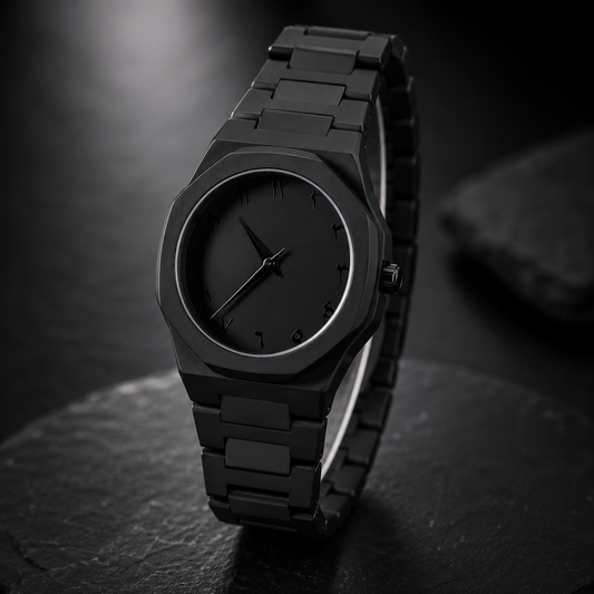 BLACK AURA – Premium Matte Black Analog Watch for Men ♠️