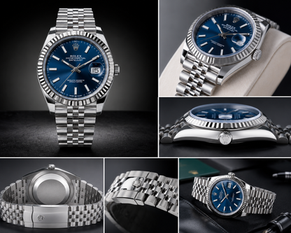 Rolex Date just Oyster Perpetual Blue Dial Jubilee Bracelet Stainless Steel Men's Watch