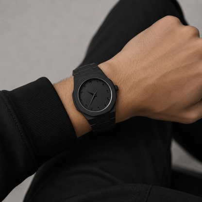 BLACK AURA – Premium Matte Black Analog Watch for Men ♠️