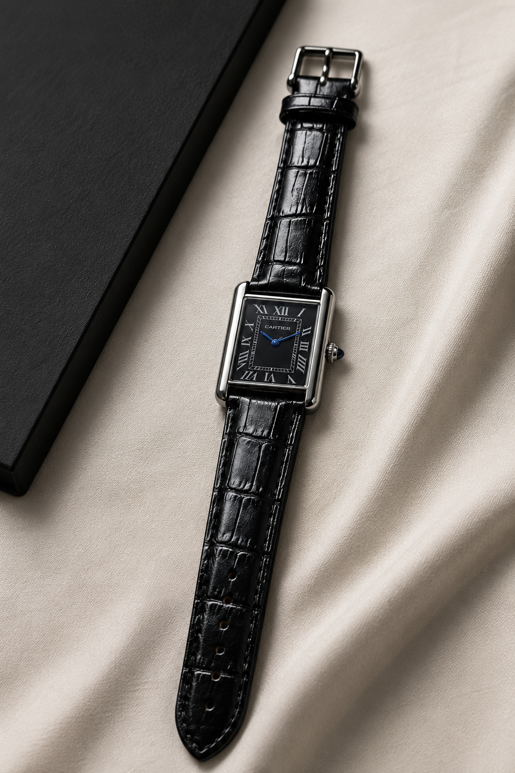 Cartier Tank Style Men's Rectangular Leather Strap Quartz Watch – Brown Dial | Premium Classic Dress Watch