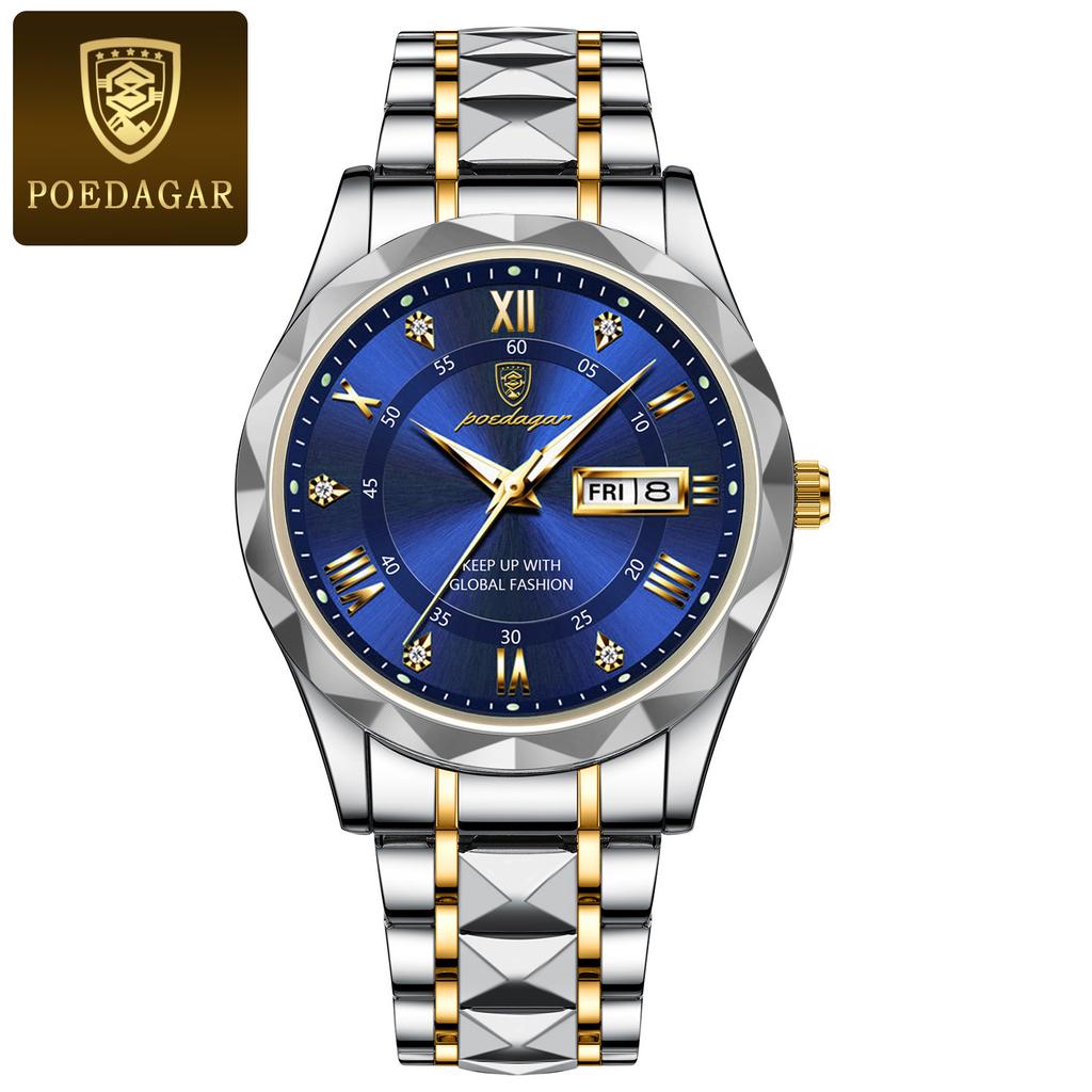 Poedagar luxury Men Watches Business top brand man watches wrist watch waterproof luminous date week Quartz mens watch high Quality Box