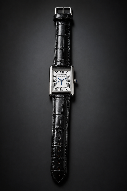 Cartier Tank Style Men's Rectangular Leather Strap Quartz Watch – Brown Dial | Premium Classic Dress Watch