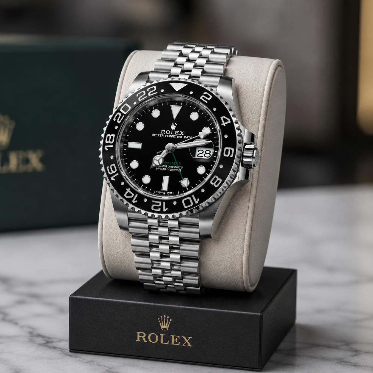 GMT-Master II Style Black Bezel Jubilee Bracelet Men's Luxury Watch